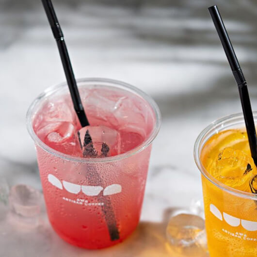 An image of 2 glasses of cold drinks from the AWA brand